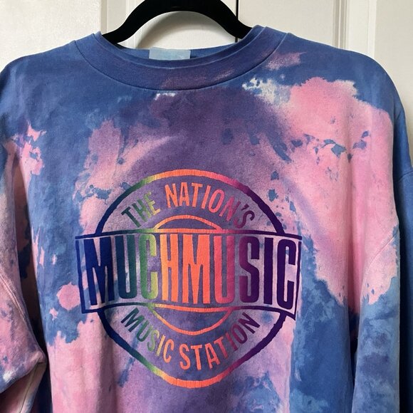 Vintage Much Music Sweatshirt Tie Dye O/S Radical MuchMusic 90s Made in Canada - Picture 3 of 8